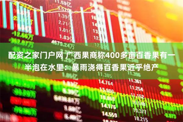 配资之家门户网 广西果商称400多亩百香果有一半泡在水里:暴雨浇得百香果近乎绝产
